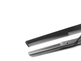 hairdresser tools on white background