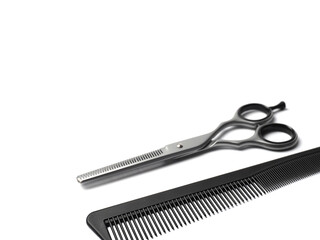 hairdresser tools on white background