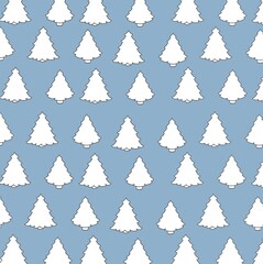 seamless pattern with christmas trees  winter holiday