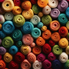 Yarn Extravaganza: Large Stack of Colorful Yarn Balls