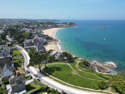 Plage Saint-Enogat Dinard Brittany France drone,aerial
