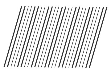 Rows of slanted black slash lines on transparent background. Rectangular diagonal, oblique lines, strips abstract, geometric pattern background. Digital png illustration. footer modern design