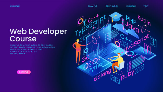 Programming web banner. Best programming languages. Technology process of Software development. Full StackDeveloper