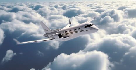 Obraz premium Luxury Jet Soaring Through the Clouds