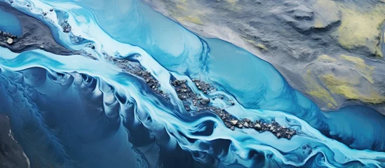 Selbstklebende Fototapete Kristalle Beautiful aerial photograph of glacial rivers in Iceland showcasing the stunning artistry of Mother Nature