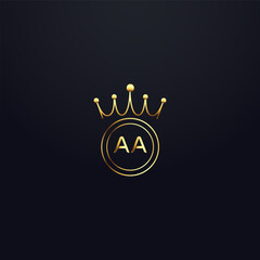 AA logo. A A design. White AA letter. AA A A letter logo design. Initial letter AA linked circle uppercase monogram logo  . golden latter logo