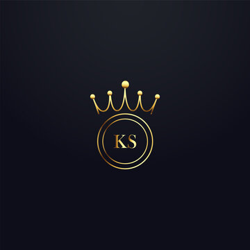 KS logo. K S design. White KS letter. KS K S letter logo design. Initial letter KS linked circle uppercase monogram logo  . golden latter logo