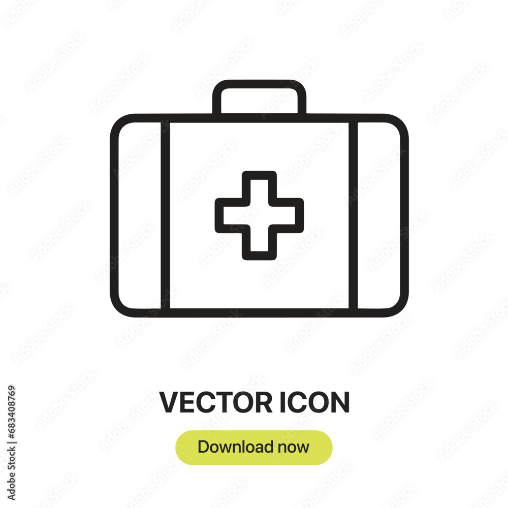 Poster Medical Kit icon vector. Linear-style sign for mobile concept and web design. Medical Kit symbol illustration. Pixel vector graphics - Vector
