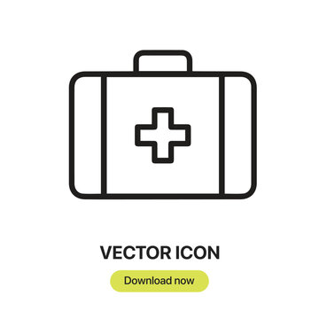 Medical Kit icon vector. Linear-style sign for mobile concept and web design. Medical Kit symbol illustration. Pixel vector graphics - Vector