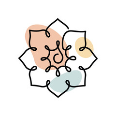 Lotus one line. Vector drawing.
