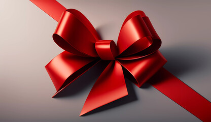 A red ribbon with a bow on it is shown in this image