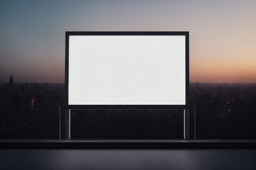 Mockup - Blank empty white advertising billboard at sunset