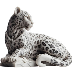 Leopard Marble Statue Illustration Art With a Transparent Background Generative AI.