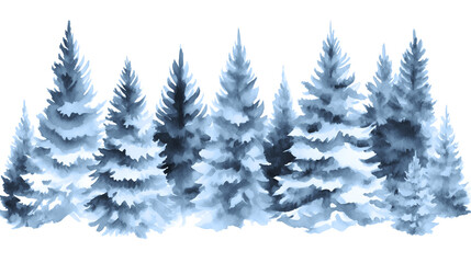 Obraz premium Hand painted illustration, watercolor fir trees in the mist on white background