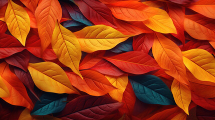 Yellow and Orange Colorful Autumn Fall Leaves Background