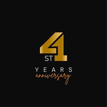 41 number years anniversary logo with golden luxury color