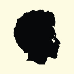 Silhouette of African American, man with afro hairstyles, men profile, side view, vector illustration - obrazy, fototapety, plakaty