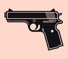 Pistol gun icon, handgun silhouette, black vector illustration isolated 