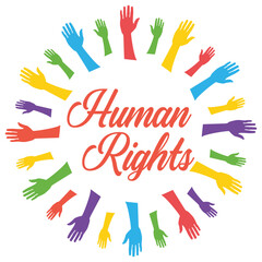 Human rights day poster design with hands vector. 
