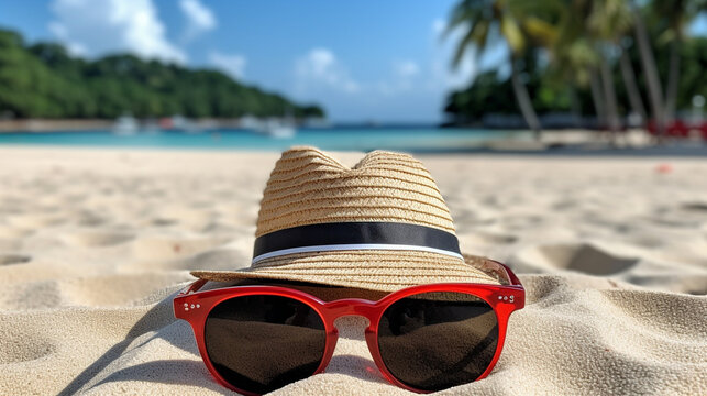 sunglasses on the beach HD 8K wallpaper Stock Photographic Image 