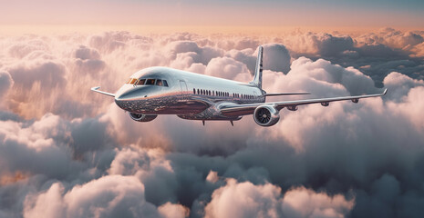 Obraz premium Luxury Jet Soaring Through the Clouds
