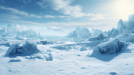 A view of an area whose entire landscape is covered in snow. Cool and scary. Winter and prone to snow storms.