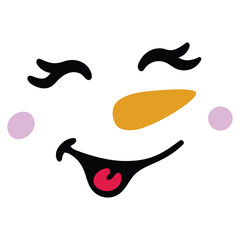 Cute smiling snowman face. Simple snowman vector illustration isolated on white background