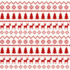 Christmas Nordic Seamless Pattern - obrazy, fototapety, plakaty