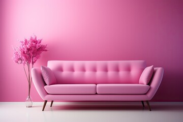 Pink sofa on a pink background.