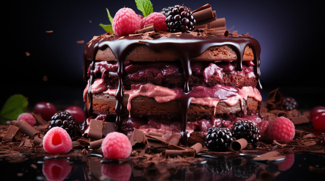 cake with chocolate HD 8K wallpaper Stock Photographic Image 