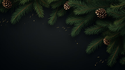 Fototapeta na wymiar Christmas background with Christmas tree branches, with empty space for text