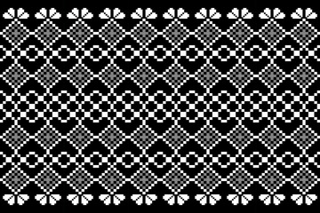 Traditional ethnic,geometric ethnic fabric pattern for textiles,rugs,wallpaper,clothing,sarong,batik,wrap,embroidery,print,background,vector illustration,black and white patterns,pixel art
