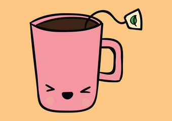 cute kawaii cup coffee vector illustration