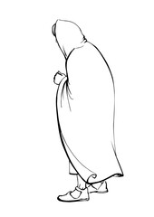 Vector drawing. Man in ancient clothes