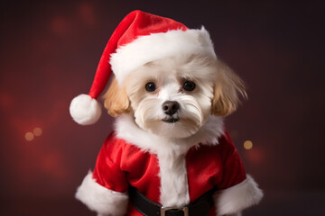 Dog dressed as Santa