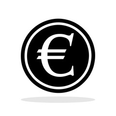 Euro coin icon. Black money symbol in flat style. Euro currency symbol. Vector illustration