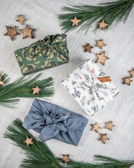Geschenke nachhaltig in Stoff verpacken, Verpackung ökologisch, Weihnachten, Furoshiki