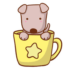 dog with coffe time