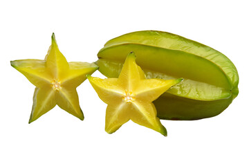 Fototapeta premium Star Fruit is isolated on a transparent background. Star fruit PNG Generative AI 