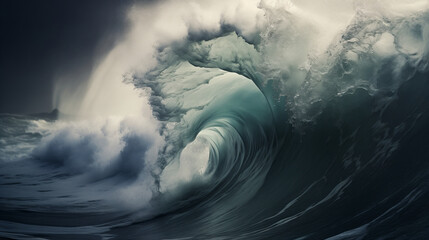Raging huge waves during an incredibly powerful storm,