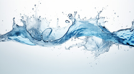 Abstract blue water splashes on a white background, creating a mesmerizing display of fluid motion and dynamic patterns