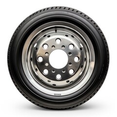 Obraz premium a bus wheel isolated on white unicolor background photograph, photography, professional quality, canon 1DX mark 2 --v 5.2 Job ID: 63ef3173-2eed-43c4-9ab8-2d0c04e84bb8