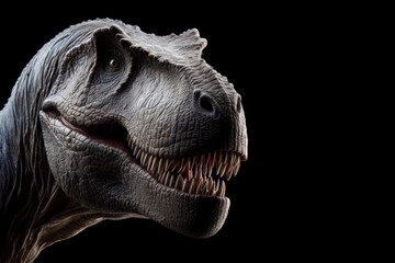 photorealistic studio portrait of a Tyrannosaurus Rex on black background. ai generative