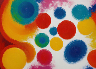 A colorful paint on a white surface. 