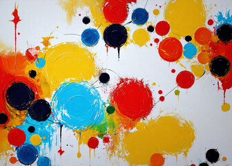 A colorful paint on a white surface. 