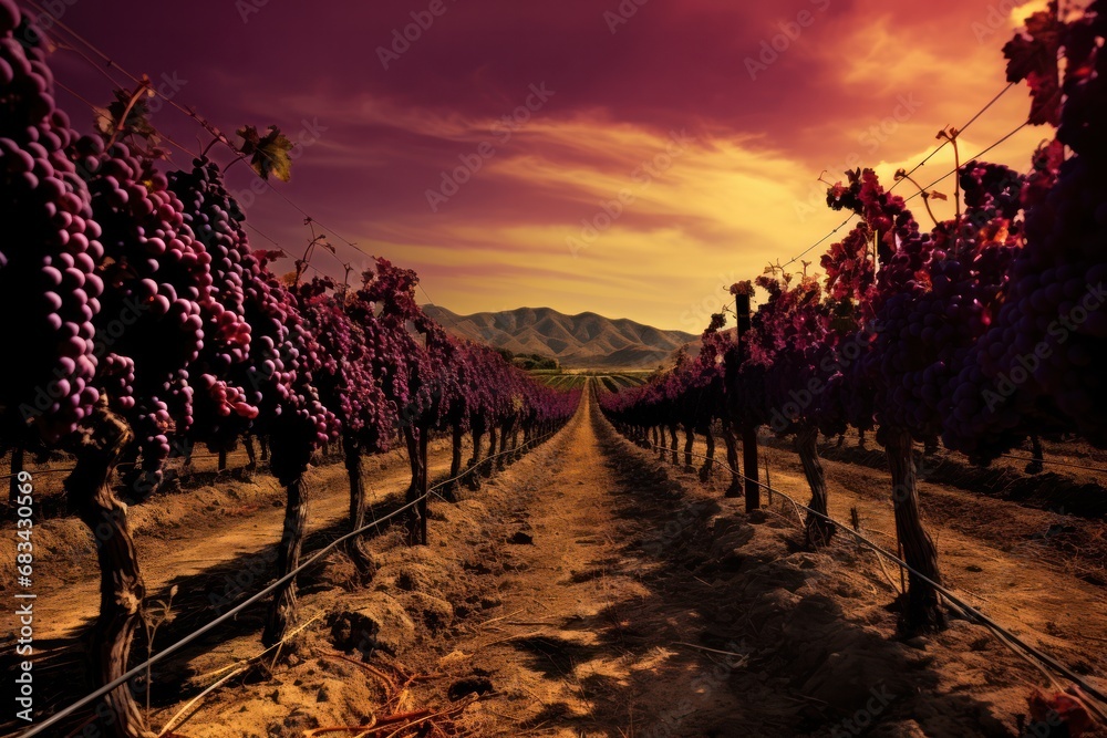 Wall mural field of wine photograph, photography, professional quality --ar 3:2 --v 5.2 job id: a1d7a4a7-ae46-4