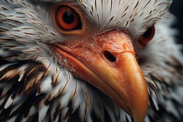 A detailed close-up of a bird of prey. 