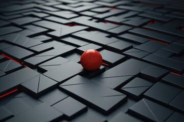 A red apple sitting in the middle of a maze. This image can be used to represent finding a way through challenges or making difficult decisions - Powered by Adobe