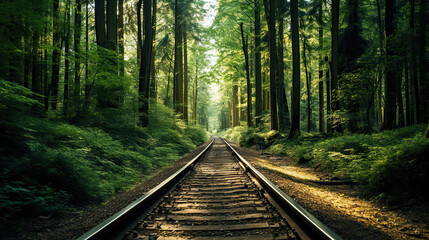 Obraz premium Railway in the forest.