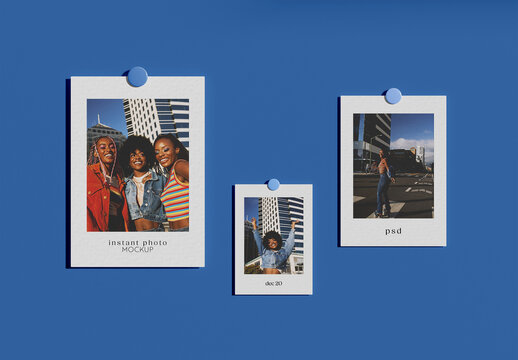 Diferent Size of Instant Photos Mockup